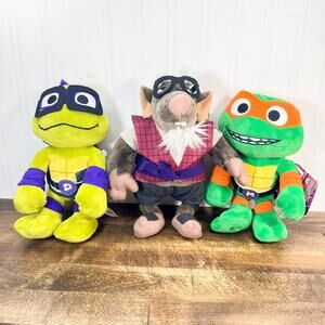 Teenage Mutant Ninja Turtles Mayhem Movie TMNT Set of 3 Plush - NEW w/tags - 8”